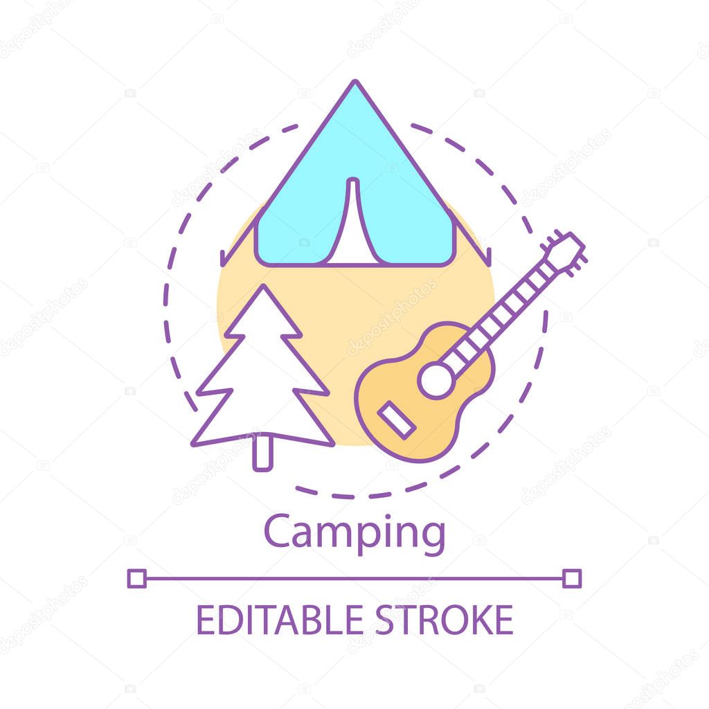 Camping concept icon. Family time together idea thin line illust