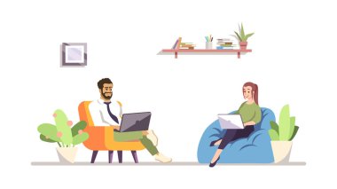 Düz vektör illüstrasyon konuşan meslektaşları