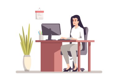 Sekreter düz vektör renk illüstrasyon