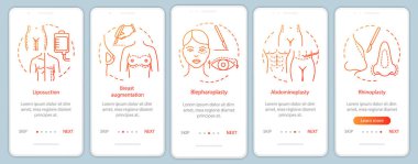 Plastik cerrahi klinik hizmetleri mobil uygulama sayfası scre onboarding
