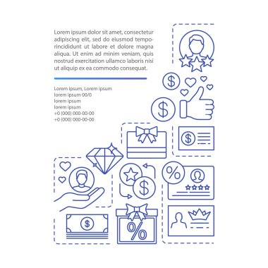 Tavsiye pazarlama programı makale sayfa vektör şablonu. Brochur