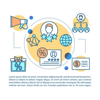 Tavsiye pazarlama programı makale sayfa vektör şablonu. Sadakat