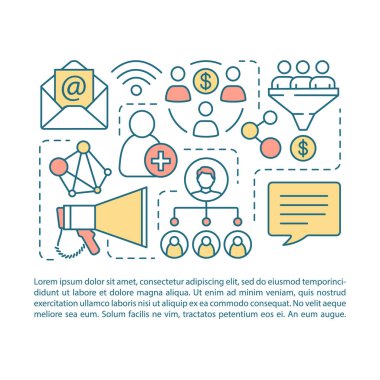 Tavsiye viral pazarlama makale sayfası vektör şablonu. Broşür,