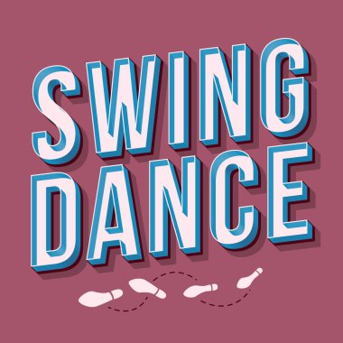 Swing dans vintage 3d vektör yazı. Retro kalın yazı tipi, typefa