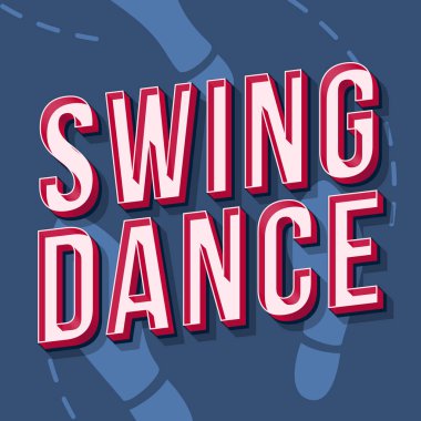 Swing dans vintage 3d vektör yazı. Müzik partisi. Retro kalın