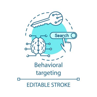 Turkuaz konsept simgesini hedefleyen davranışsal. Kullanıcı davranışı fikri 