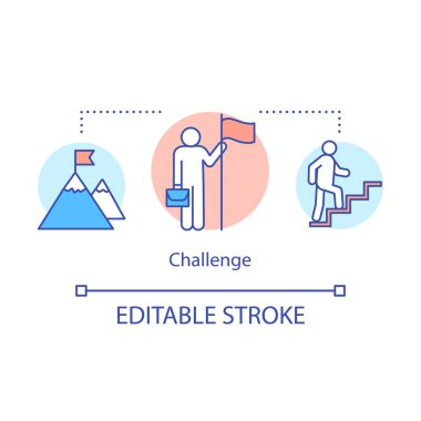 Meydan okuma fikri ince çizgi illüstrasyon. Hırs, motivasyon. Cl