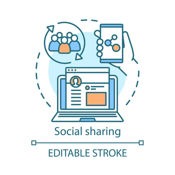 Icono del concepto de intercambio social de referencia. idea de búsqueda de marketing delgada — Vector de stock