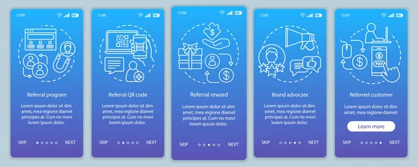 Реферальные маркетинговые инструменты на экране мобильного приложения с — стоковый вектор