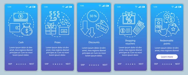 Pagina scherm met Referral Rewards-onboarding voor mobiele apps met lineaire c — Stockvector