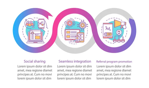 Referral programma belangrijkste items vector infographic sjabloon. Business — Stockvector