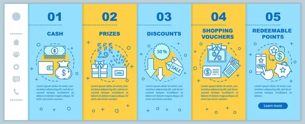 Recompensas de referência onboarding mobile web pages vector template. Re —  Vetores de Stock