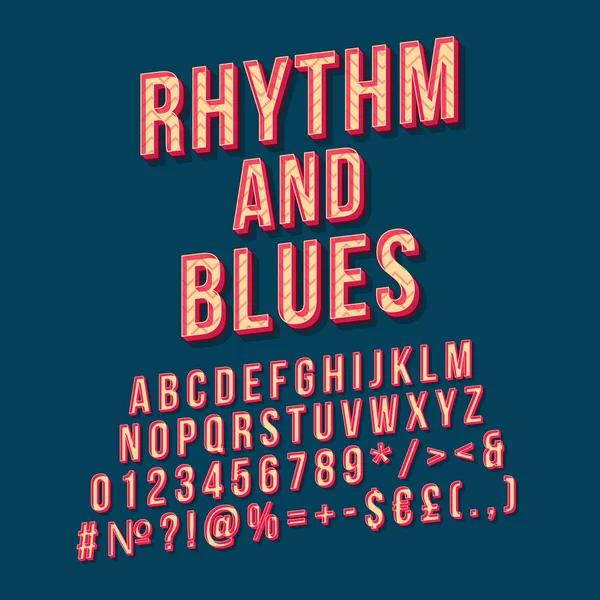 Ritmo Blues Vintage Letras Vectoriales Retro Bold Fuente Tipo Letra — Archivo Imágenes Vectoriales