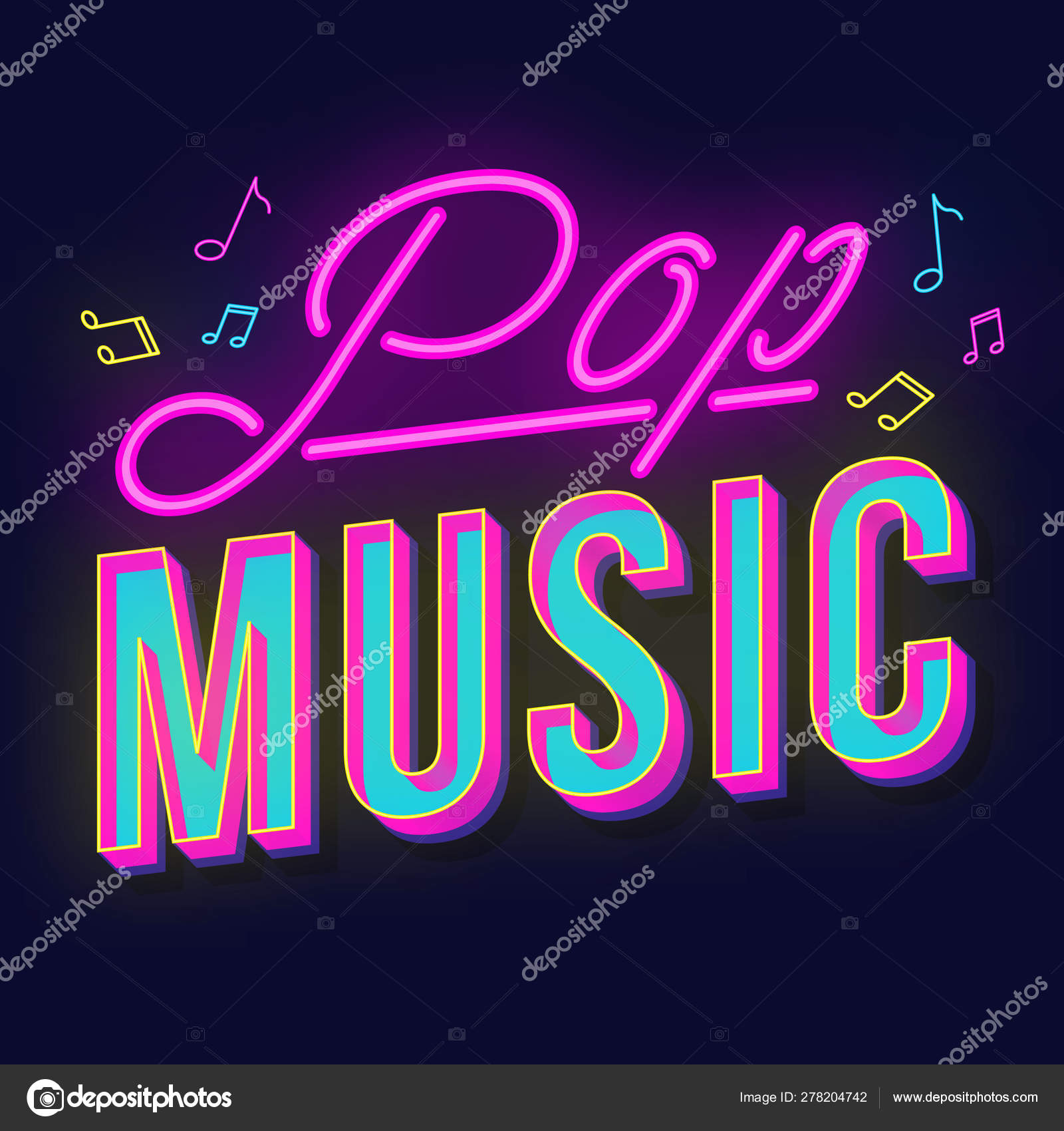 Pop music vintage 3d vector lettering Retro bold font Pop music vintage 3d vector lettering Retro bold font