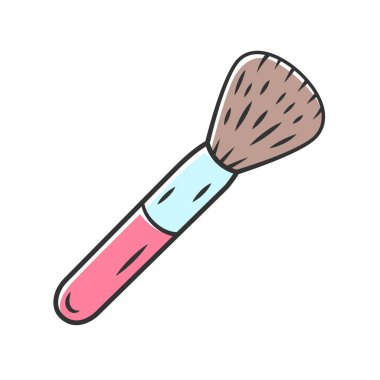 Kozmetik ekipmanları, toz fırça renk simgesi. Blusher izole ve