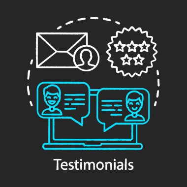 Referanslar tebeşir kavramı simgesi. Karar verme içerik fikri. Tüketici tavsiyesi, olumlu inceleme. Sosyal kanıt. Influencer, tavsiye pazarlama stratejisi. Vektör izole tebeşir tahtası illüstrasyon