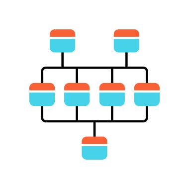 Ağ diyagramı renk simgesi. Küme diyagramı. Grafiğin kenarları ve kenarları. Bilgisayar bilimi. Ağ grafik grafiği. Bilgisayar yapısı. Birbirine bağlı sistem. Yalıtılmış vektör illüstrasyonu