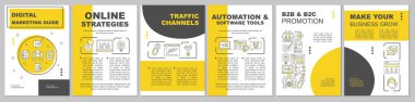 Pazarlama stratejisi broşür şablon düzeni. Trafik kanalları. F