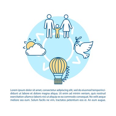 Zaman birlikte makale sayfası vektör şablonu. Balon gezisi. Mutlu 