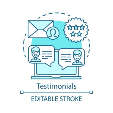 Referanslar mavi kavram simgesi. Karar verme içerik fikri ince satır illüstrasyon. Tüketici tavsiyesi. Sosyal kanıt. Pazarlama stratejisi. Vektör yalıtılmış anahat çizimi. Kullanılabilir kontur