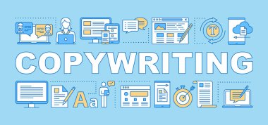 Copywriting kelime kavramları afiş. Bağlamsal reklamlar. Reklam 