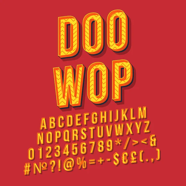 Doo wop vintage 3d vector lettering. Retro bold font, typeface. — Stock Vector