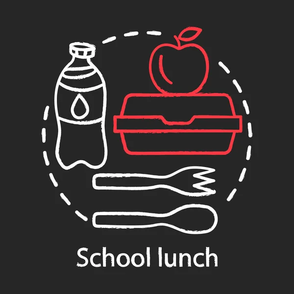 学校午餐时间，吃饭打破粉笔概念图标。餐饮广告 — 图库矢量图片
