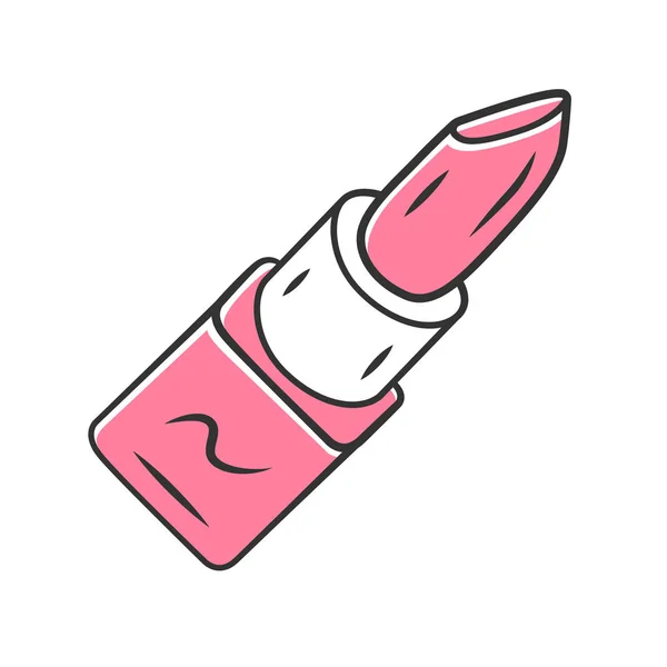 Pink lipstick tube, lip gloss color icon. Beauty shop product is — Stock Vector