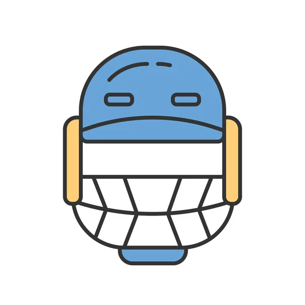 Icône couleur casque de cricket. Protection de la tête pour batteur et champ. Uniforme cricket. Équipement de protection pour sportifs. Équipement sportif. Accessoire athlétique. Illustration vectorielle isolée — Image vectorielle