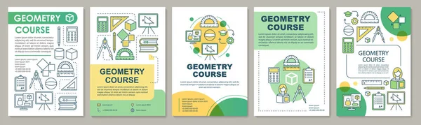 Geometri kurs, studie broschyr malllayout. Reklamblad, häfte, — Stock vektor