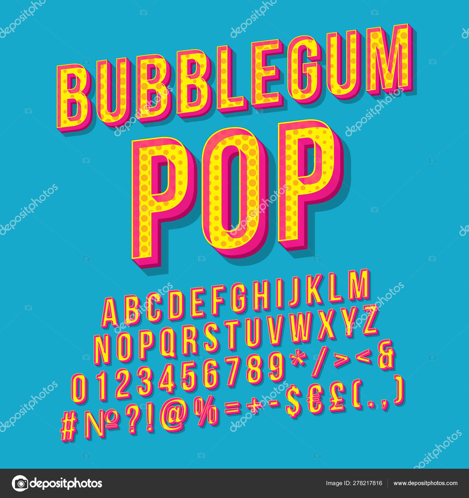 Bubblegum Pop Vintage 3d Vector Learning. Ретро Жирный Шрифт, Тип.