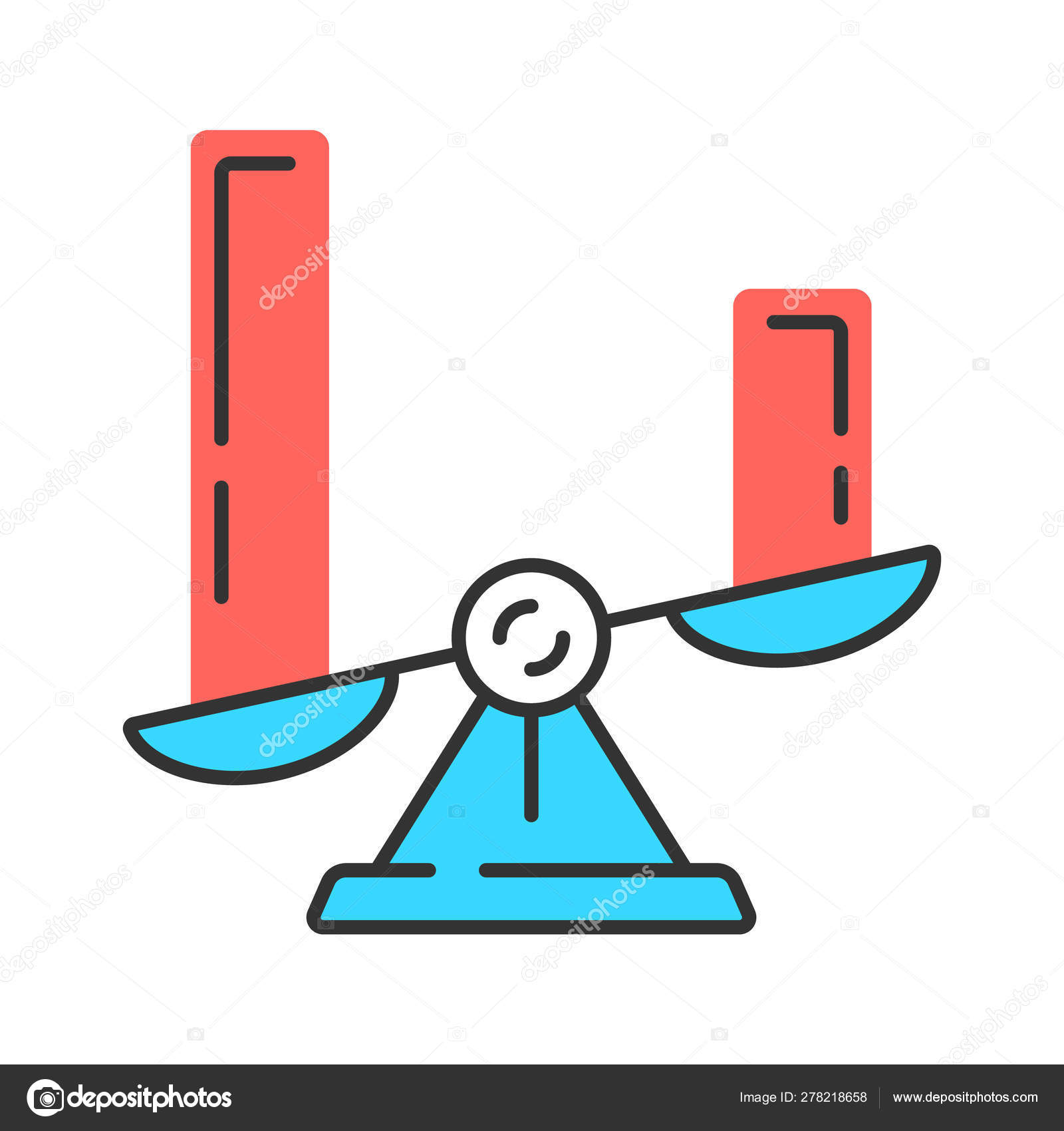 比較図の色アイコン。クラスタダイアグラム。コントラスト オブジェクトのシンボリック表現。不連続カテゴリ間の視覚的な比較。スケールのヒストグラム。分離ベクトル図  ストックベクター ©IMG visuals icons 278218658, image size:1600x1700