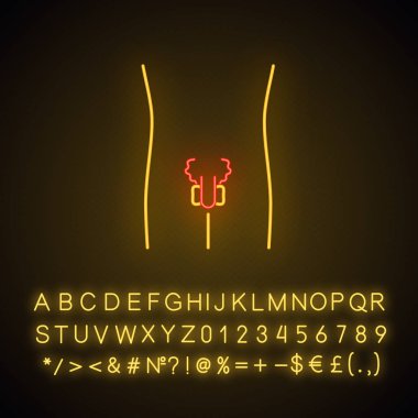 Hasta erkekler üreme sistemi neon ışık simgesi. Boğaz lı insan organı.  