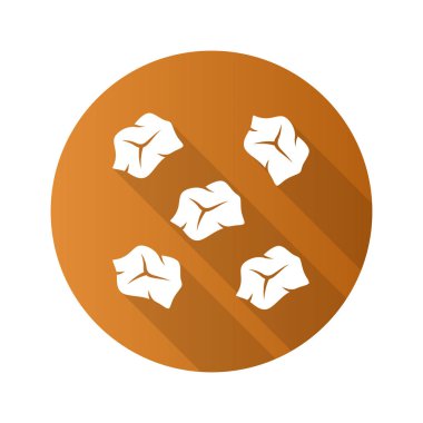 Önceden kesilmiş düz tasarım uzun gölge glyph simgesi. Kasaplar et. Et 