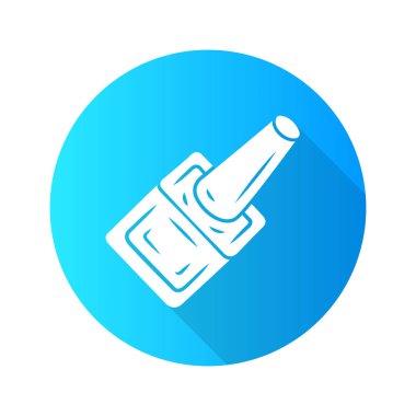 Tırnak cilası düz tasarım uzun gölge glyph simgesi. Dişil cosmeti