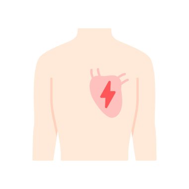 Ill kalp düz tasarım uzun gölge renk simgesi. Boğaz lı insan organı.