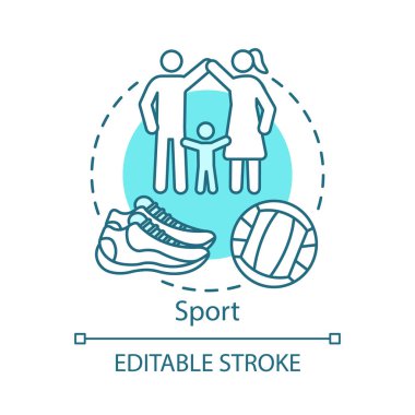 Spor konsept simgesi. Aile zaman birlikte fikir ince çizgi illustra