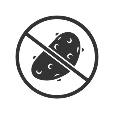 Patates diyeti glyph simgesi yok. Düşük karbonhidrat ve yağ çanak. Siluet sembolü. Kilo kaybı ve sağlıklı beslenme. Karbonhidratsız ürün Negatif alan. Soyulmamış sebze vektör izole illüstrasyon