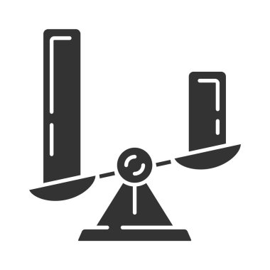 Karşılaştırma diyagramı glyph simgesi. Küme diyagramı. Nesneler sembolik gösterim. Görsel karşılaştırma kategorileri. Pullarda histogram. Siluet sembolü. Negatif boşluk. Vektör izole illüstrasyon