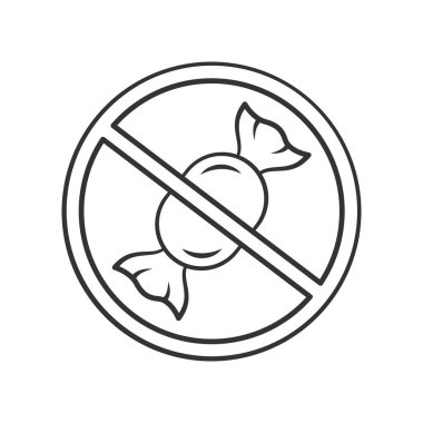 Şekersiz ürün lineer simgesi. Diyabetik diyet. İnce çizgi çizimi. Şeker yasağı yok. Kontur sembolü. Sağlıklı beslenme, sıfır kalori. Vektör yalıtılmış anahat çizimi. Kullanılabilir kontur