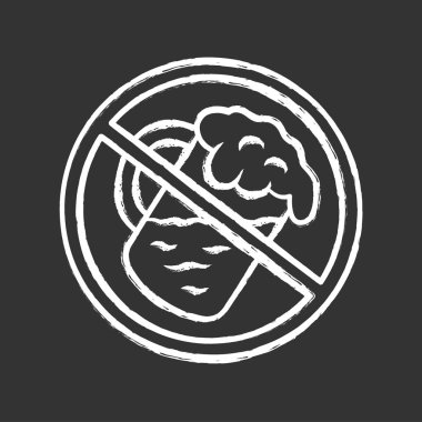 Alkollü içecek tebeşir ikonu yok. Yasak etiket içmek. Kokteyl bardağı. Alkolsüz, kuru bar. Ayık, alkolizm uyarı işareti. Köpük izole vektör tebeşir illüstrasyon ile bira kupa 