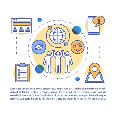 Sıfır atık yaşam tarzı makale sayfa vektör şablonu. Doğrusal simgeler ve metin kutuları ile broşür, dergi, kitapçık tasarım elemanı. Atık yönetimi. Baskı tasarımı. Metin alanı ile kavram çizimleri