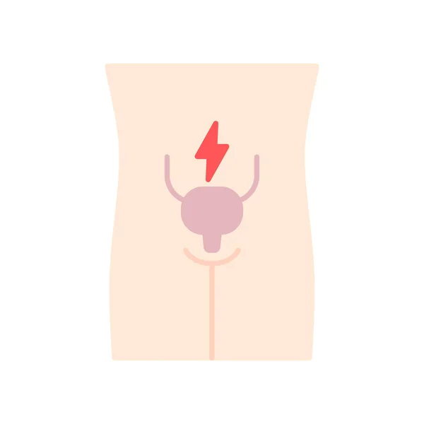 Ícone de cor longa sombra de design liso da bexiga urinária. Sore org — Vetor de Stock