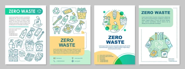 Zero rifiuti stile di vita brochure layout modello. Volantino ecologico, libretto, stampa volantino con illustrazioni lineari. Schemi vettoriali per riviste, relazioni annuali, manifesti pubblicitari — Vettoriale Stock