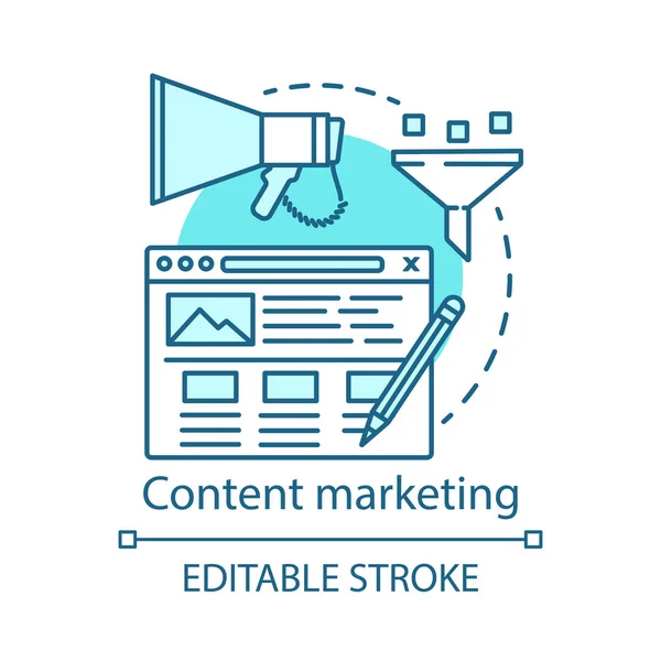 Icono de concepto de marketing de contenidos azul. Identificación de la táctica de marketing digital — Vector de stock