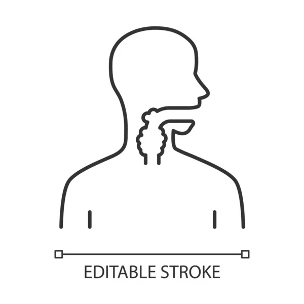 Lineární ikona v hrdle. Angino, tonsillitis. Horní část — Stockový vektor