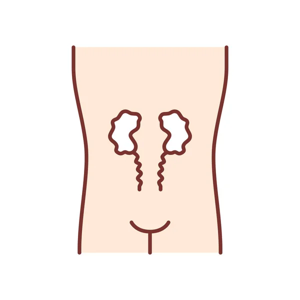 Ill kidneys color icon. Sore human organ. Unhealthy urinary syst — Stock Vector