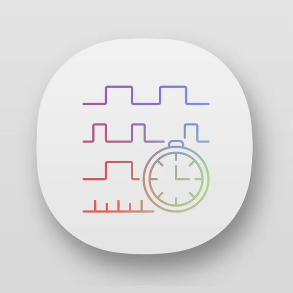 Timing diagram app icon. Signals set in time domain. Process chart. Timing relationships description. Digital science. UI/UX user interface. Web or mobile applications. Vector isolated illustrations — Stock Vector
