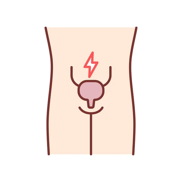 尿膀胱の色のアイコンが悪い。人間の臓器が痛い膀胱 炎。ピープ — ストックベクタ