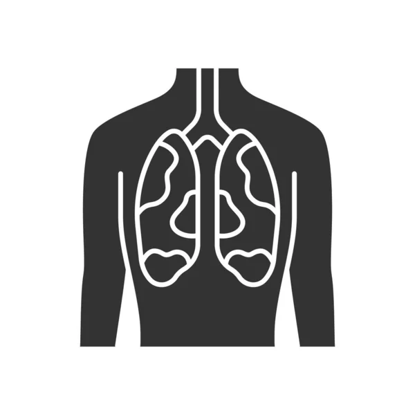 Ícone de glifo nos pulmões. Órgãos humanos tristes. Tuberculose, cancro. U —  Vetores de Stock